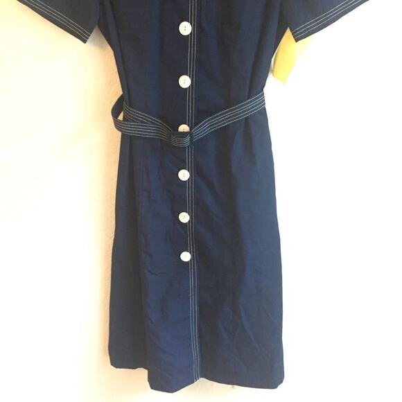 Vintage S Abe Schrader belt dress 1980s Navy blue - Picture 3 of 8